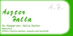 aszter halla business card